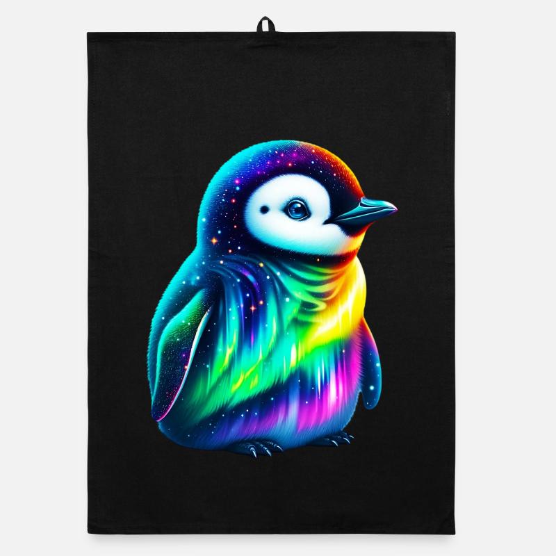 Aurora Borealis Penguin Organic dish towel