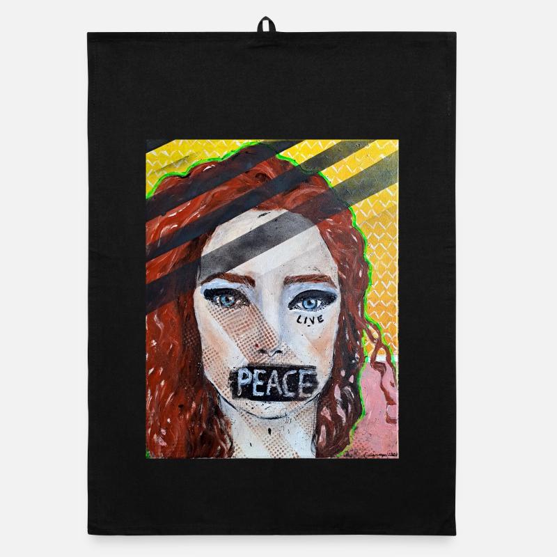 Live PEACE - Organic Geschirrtuch - Schwarz