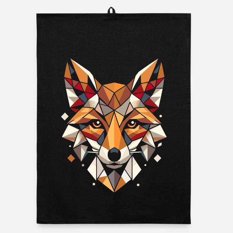 Colorful, geometric fox head polygon motif Organic dish towel
