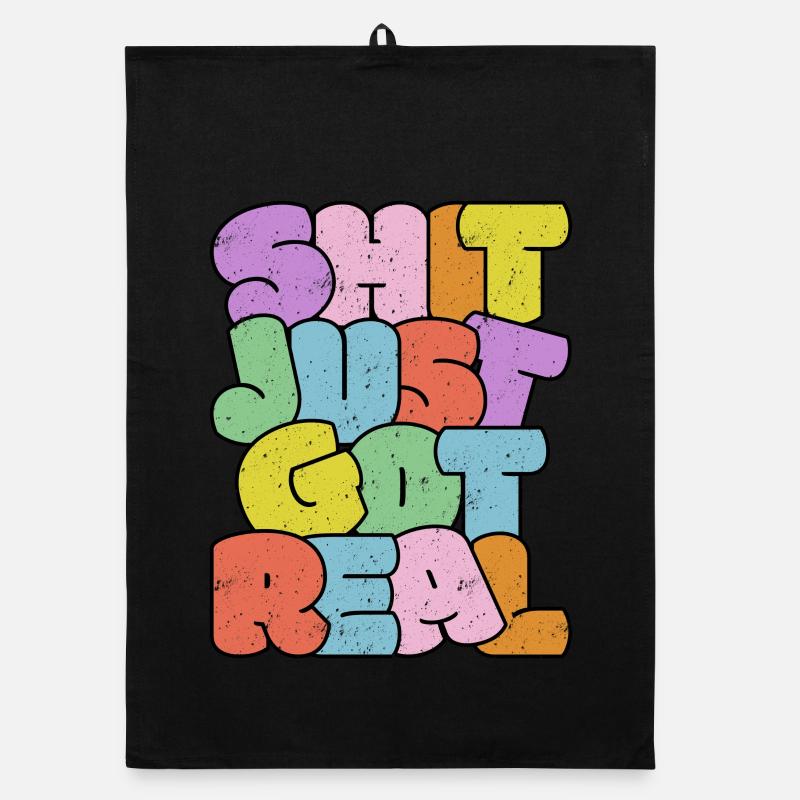 Bright Colourful Slang Typography Design Organic dish towel