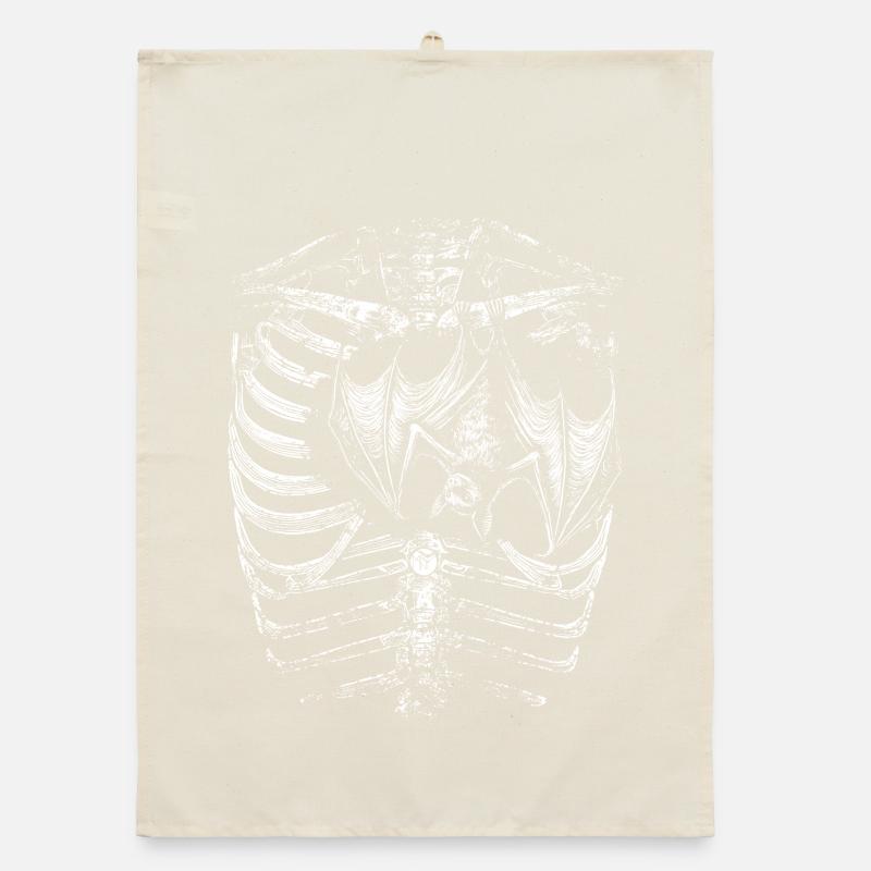 X-Ray Skeleton Body with Bat Organic dish towel