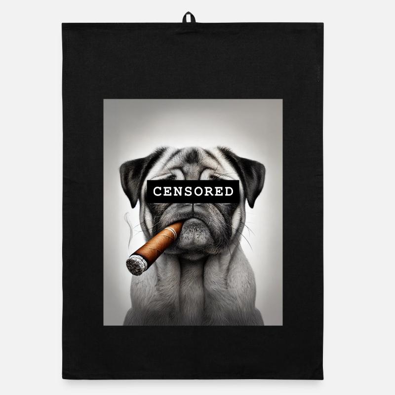 Zensierter Mops mit Zigarre Organic Geschirrtuch