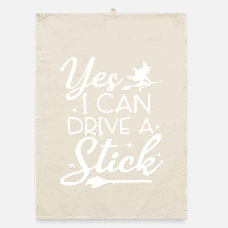 Whimsical Witch Riding Broom Illustration Organic dish towel