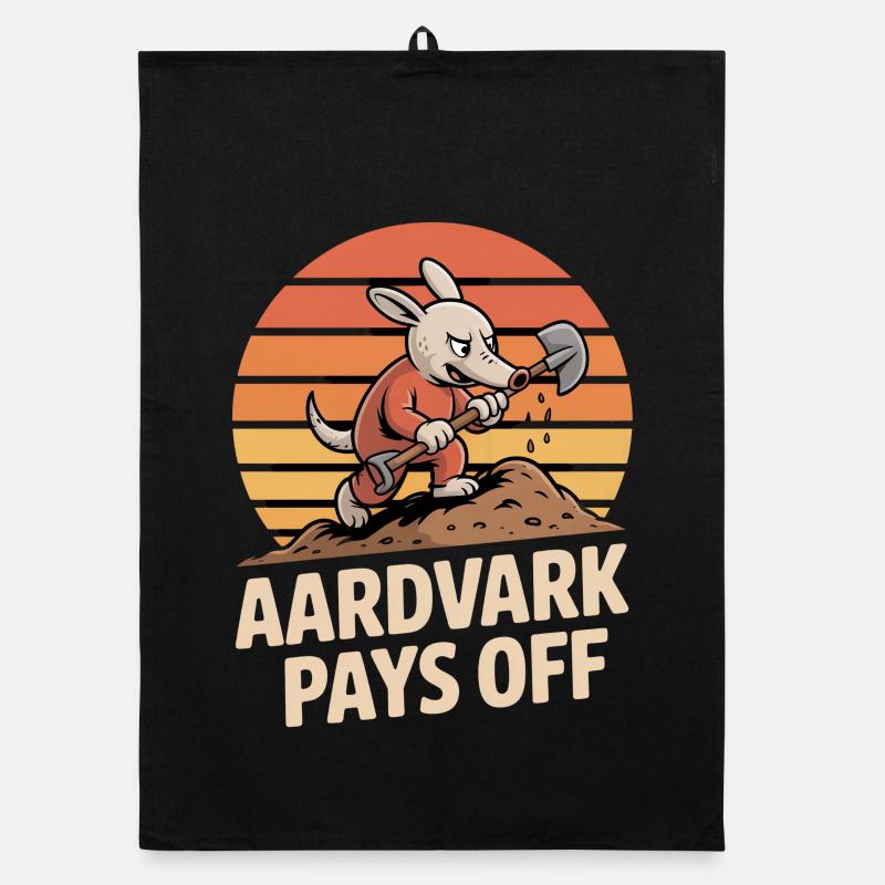 Aardvark Pays Off Ameisenbär Motivation Retro Organic Geschirrtuch