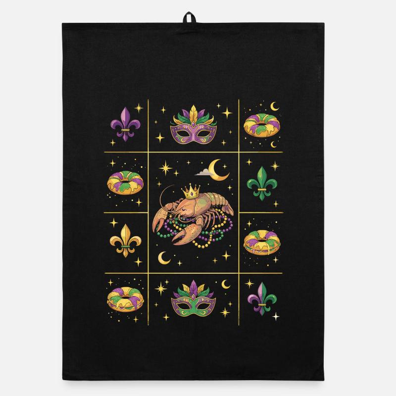 Crawdaddy Carnival Mardi Gras Organic dish towel