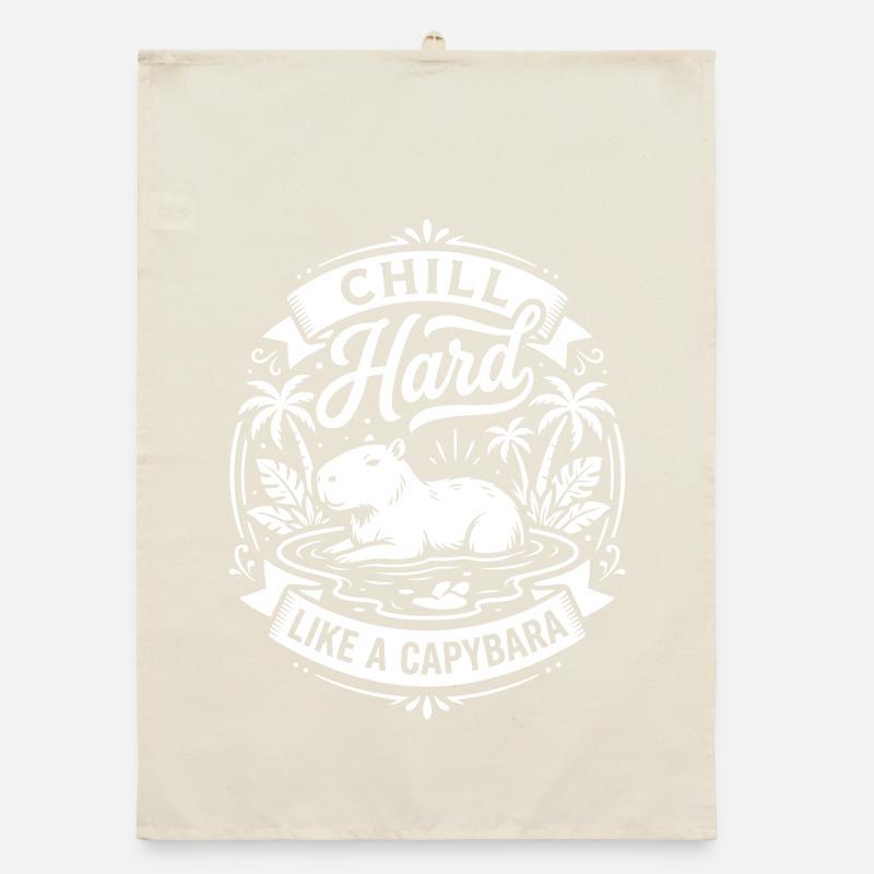 Chill Hard Capybara Vibes Organic Geschirrtuch