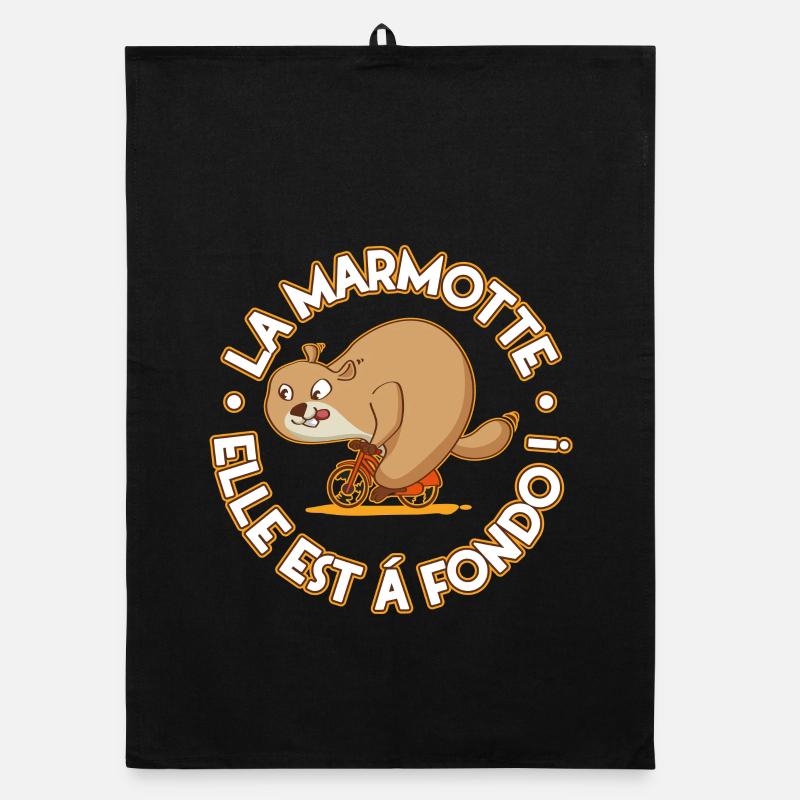Groundhog cycling at full throttle Organic dish towel