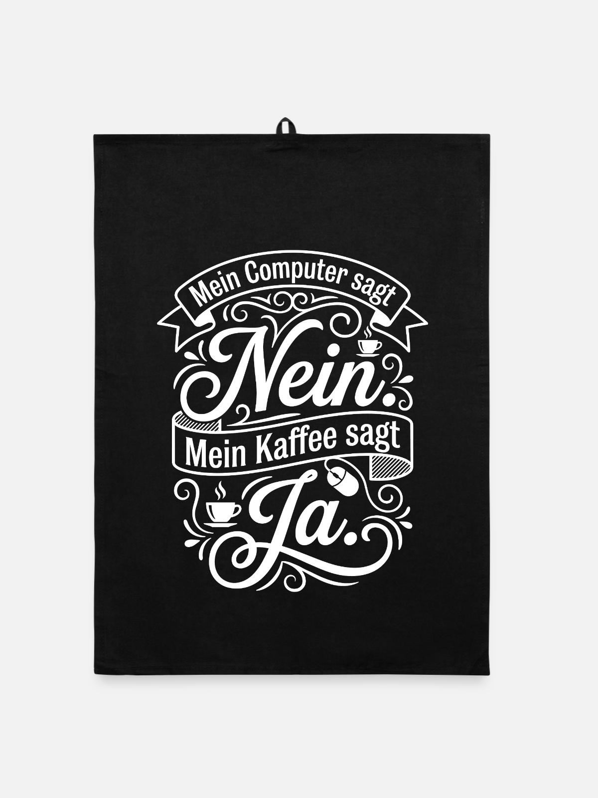 Kaffee gegen Computer Zitat - Organic Geschirrtuch - Schwarz - Vorne
