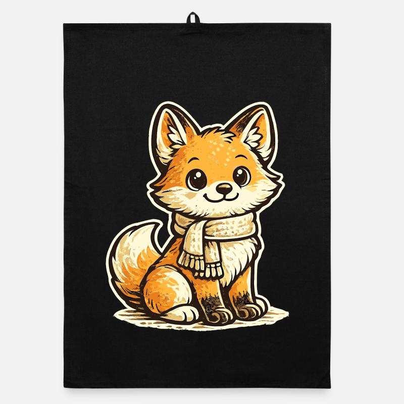 Kuschelfuchs mit Schal Cartoon Organic Geschirrtuch