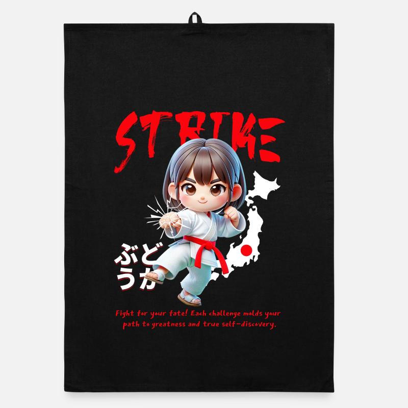 Chibi Karateheld Strike Organic Geschirrtuch