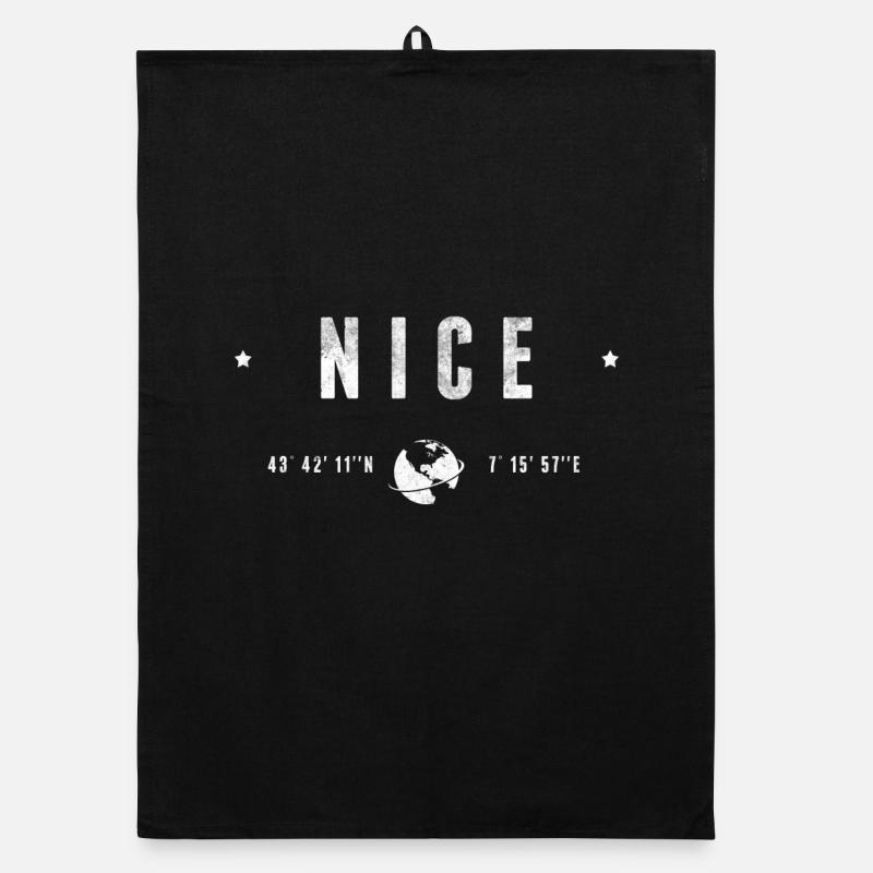 Nice Coordonnées Géographiques Stylisées - Torchon bio - noir