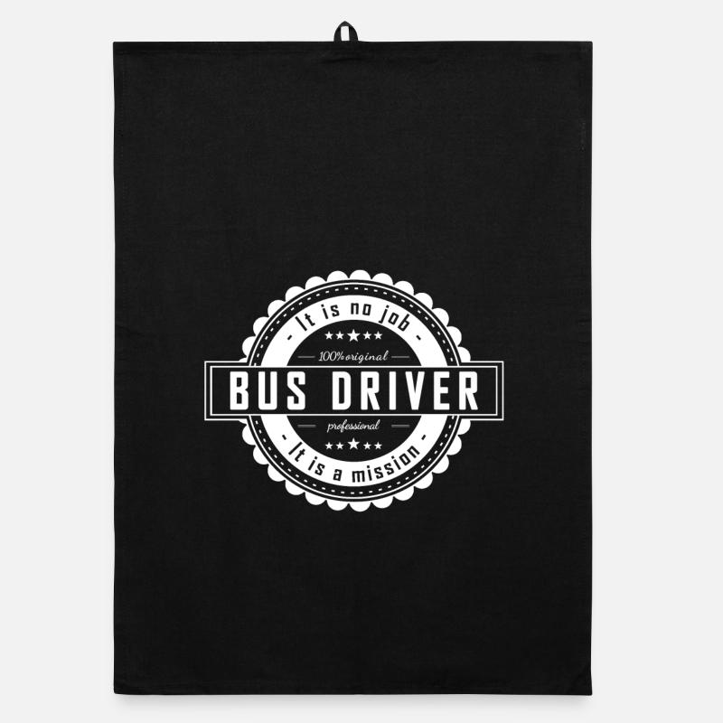 bus driver - Organic dish towel - black