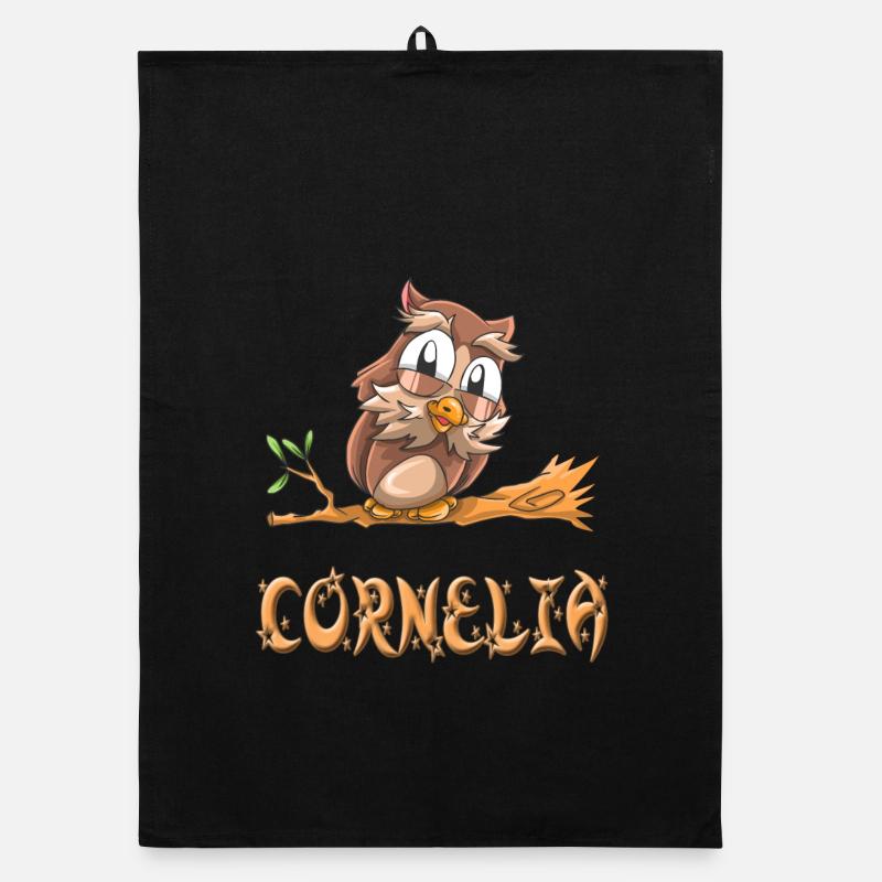 Eule Cornelia - Organic Geschirrtuch - Schwarz