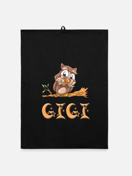 Eule Gigi - Organic Geschirrtuch - Schwarz - Vorne