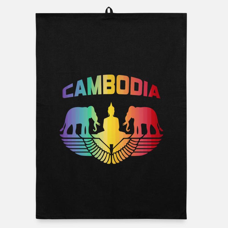 Cambodia Elephant with Buddha / Gift Organic dish towel