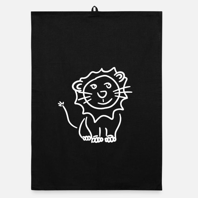 Sonnenlöwe Doodle Stil Organic Geschirrtuch