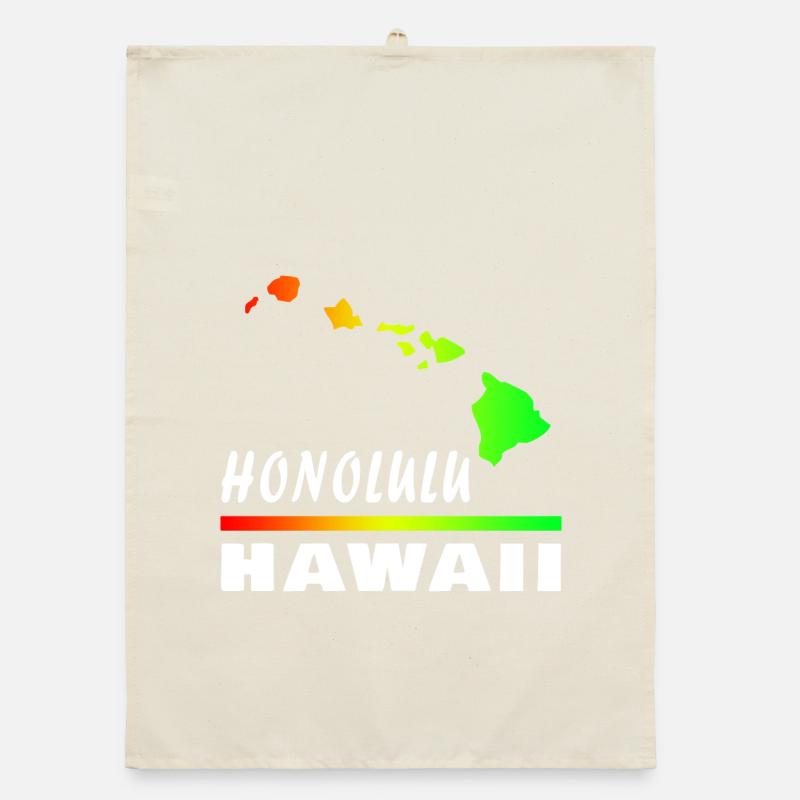 Hawaii Honolulu with Map / Gift Map Organic dish towel