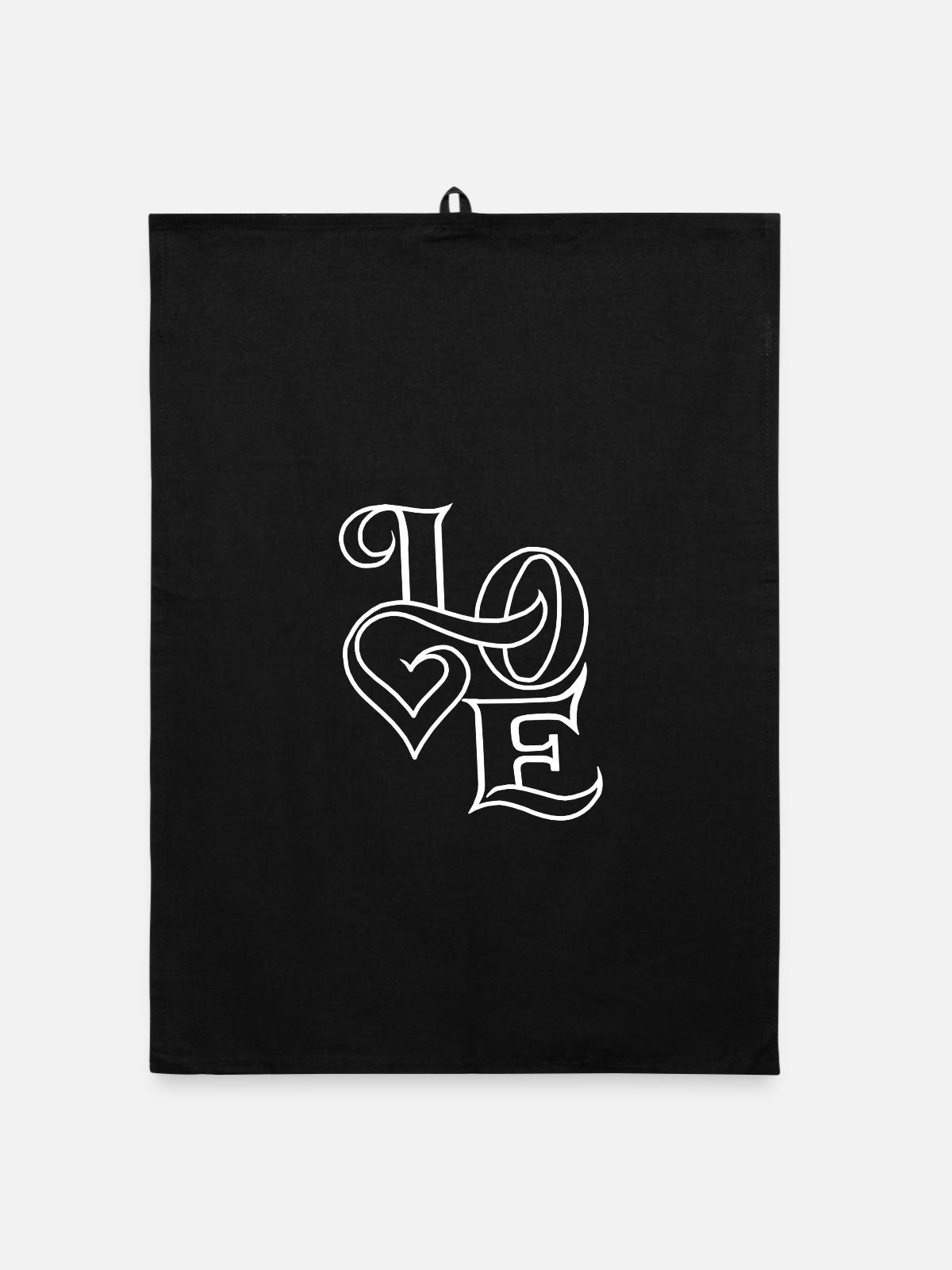 Liebe - Organic Geschirrtuch - Schwarz - Vorne