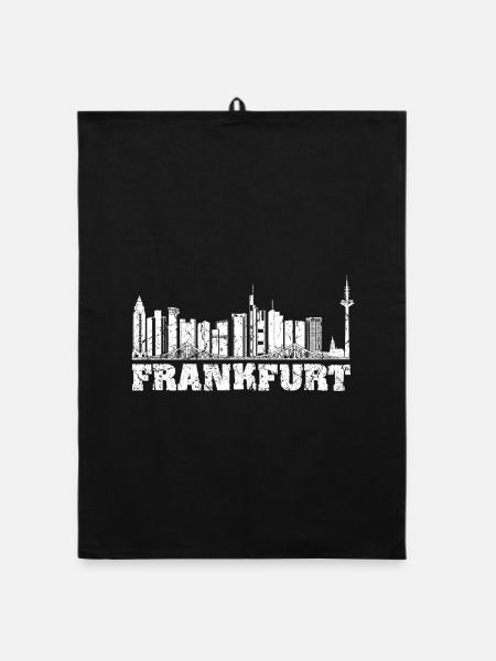 Frankfurter Skyline Silhouette - Organic Geschirrtuch - Schwarz