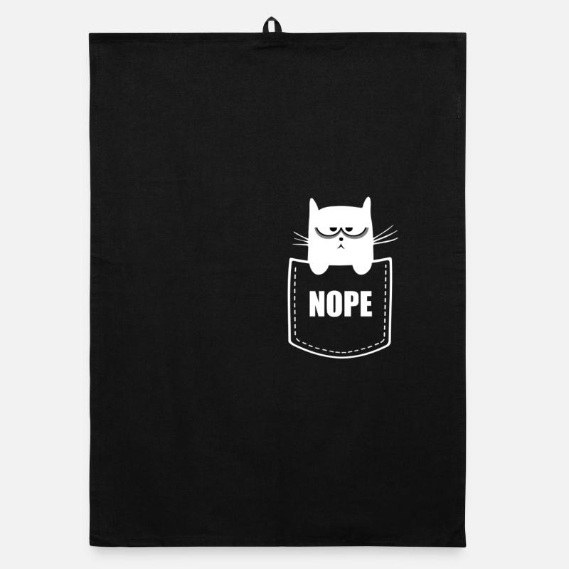 Pocket Cat Grumpy Non - Design de chat drôle Torchon bio
