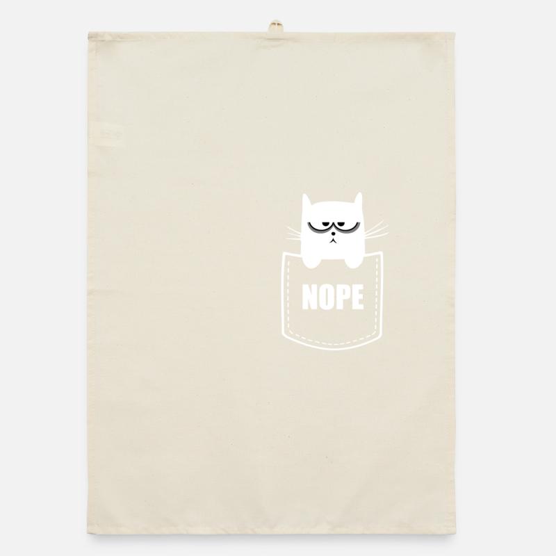 Pocket Cat Grumpy Nope - Funny Cat Design Organic dish towel
