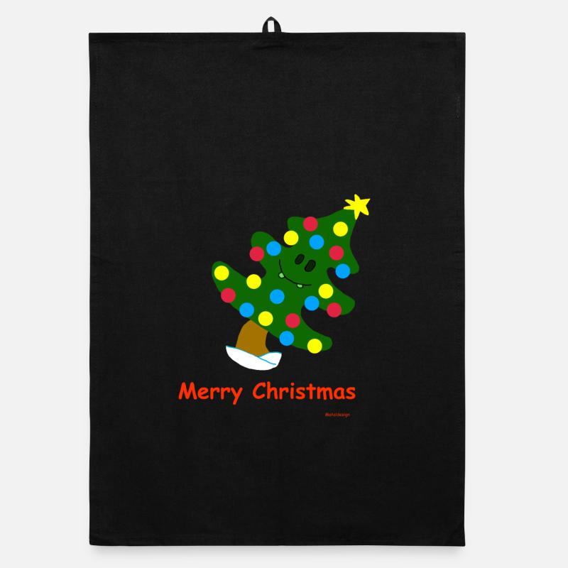 Arbre de Noël / Arbre de Noël - Torchon bio - noir