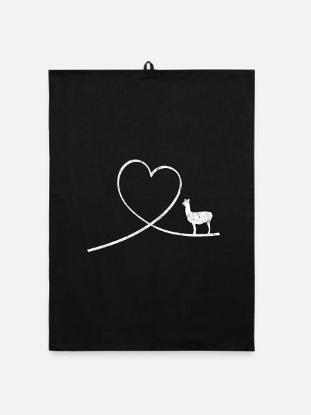 Lama Alpaka Tiere Haustier Geschenk Geschenkidee - Organic Geschirrtuch - Schwarz - Vorne