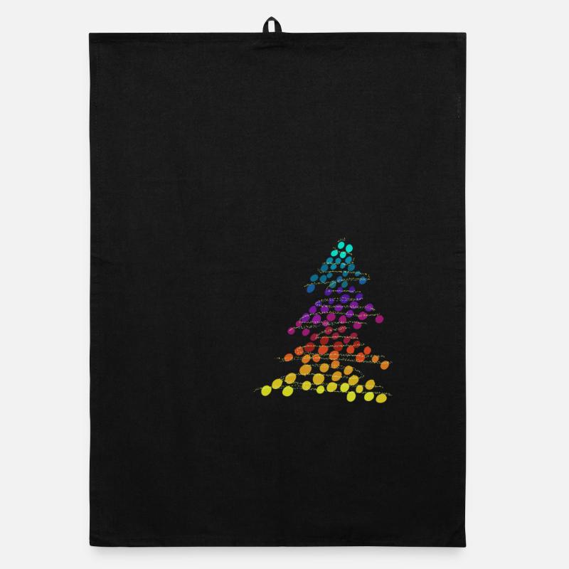 Rainbow Neon Christmas Tree – Dots & Lights Organic dish towel