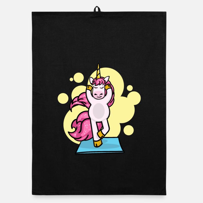 Pilates Unicorn Übung Training Workout Gym - Organic Geschirrtuch - Schwarz