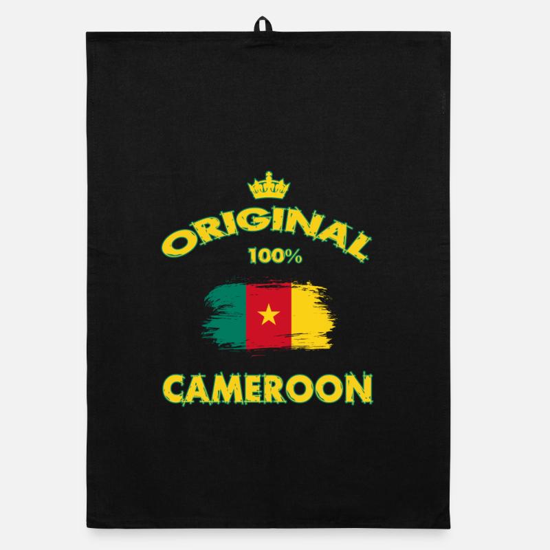 Kamerun Original 100% / Geschenk Afrika - Organic Geschirrtuch - Schwarz