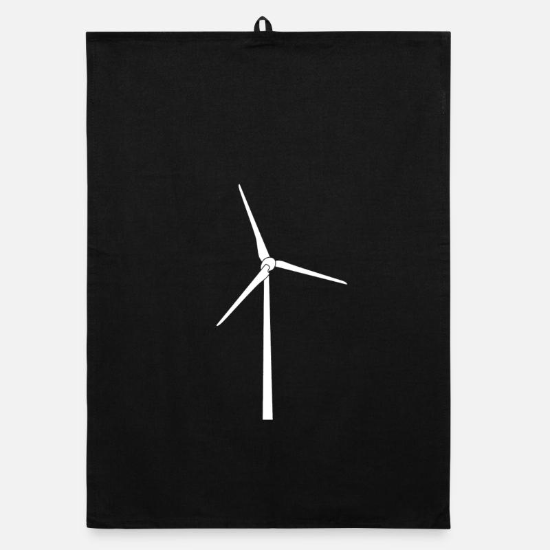 Windkraft Silhouette Weiß Organic Geschirrtuch