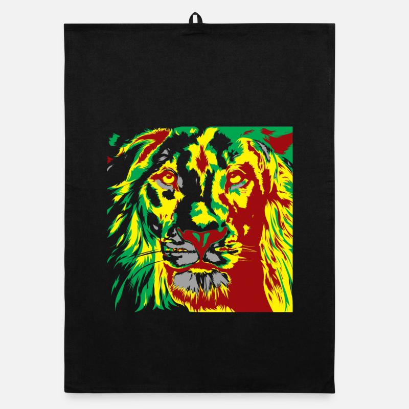 Lion dans le sprint couleur reggae Torchon bio