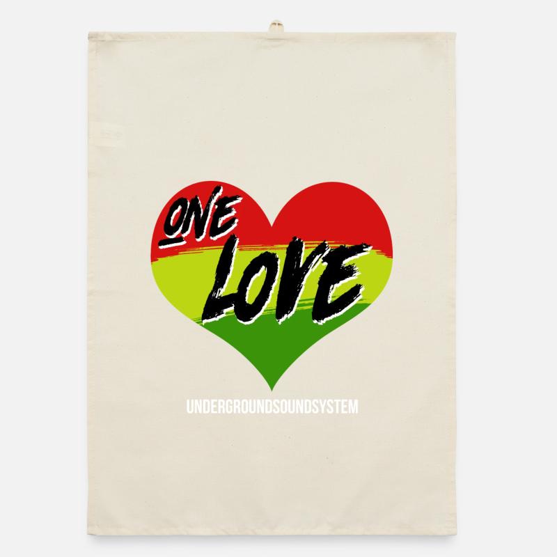 One Love Graffiti Heart Rainbow Organic dish towel