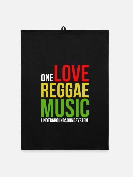 One Love Reggae Musik Design - Organic Geschirrtuch - Schwarz