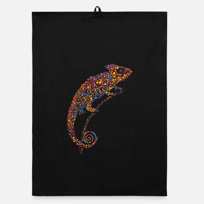 Caméléon mignon caméléon de couleur - Torchon bio - noir
