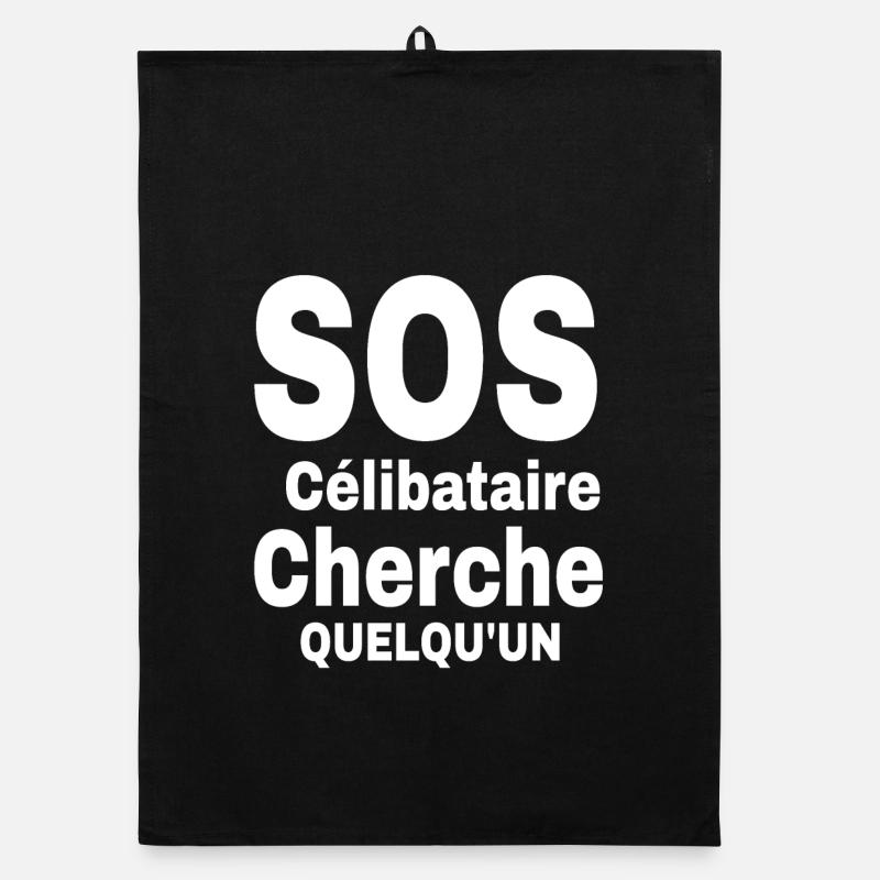 Design de déclaration de célibat 2023 - Torchon bio - noir