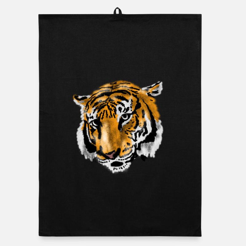 tiger - Organic dish towel - black