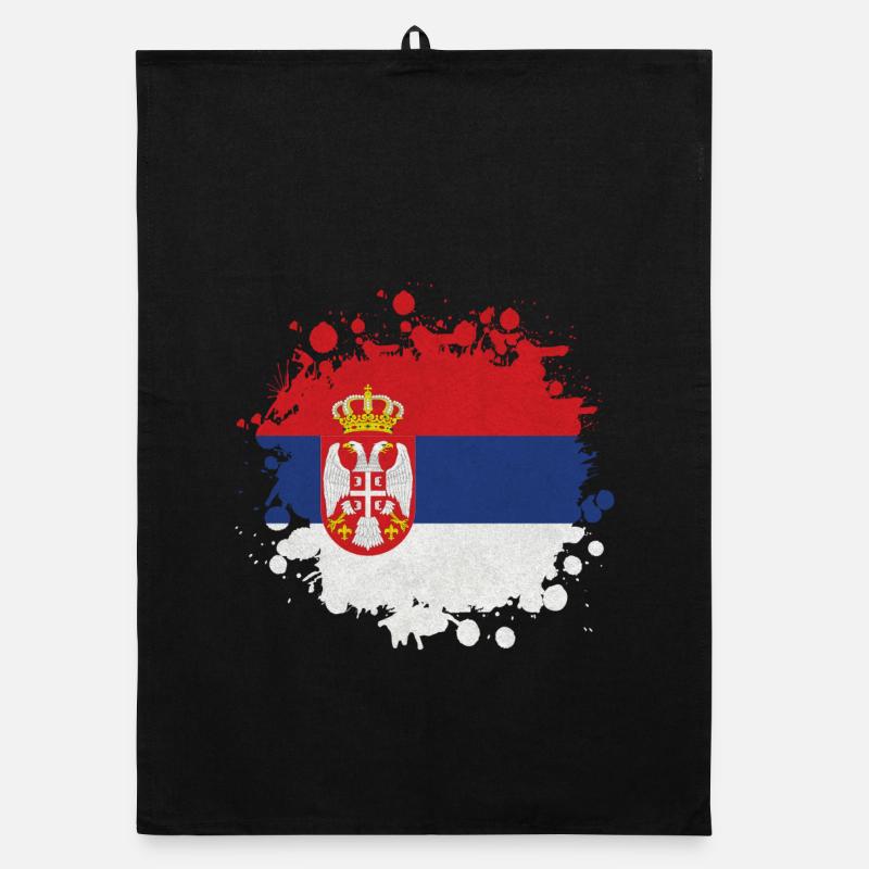 Serbie Klecks / Cadeau De Belgrade Balkans drapeau Torchon bio