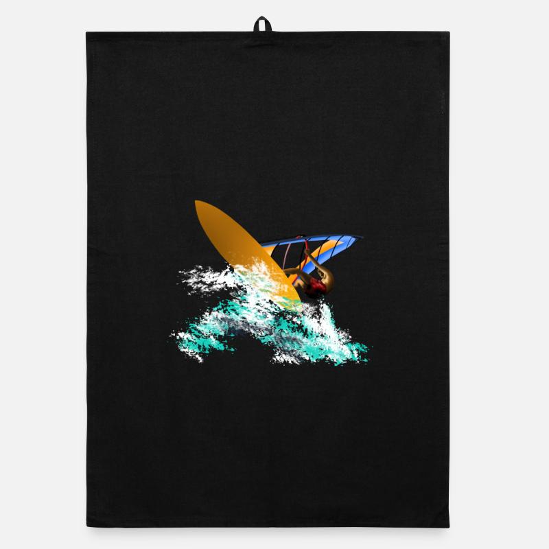 Windsurfing - Organic Geschirrtuch - Schwarz