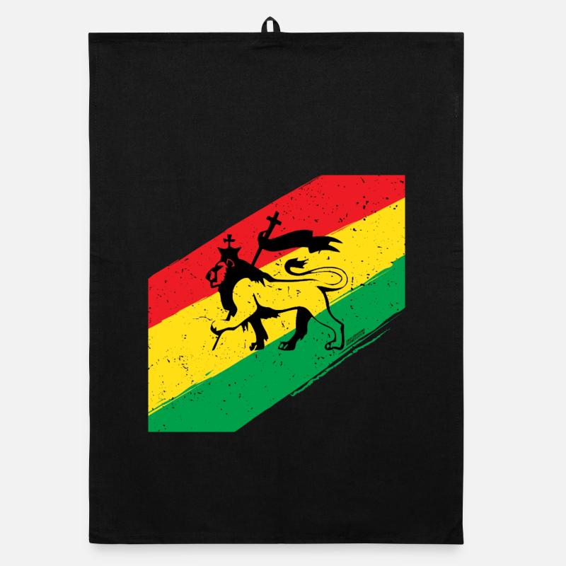 Lion rasta devant un drapeau tricolore Torchon bio