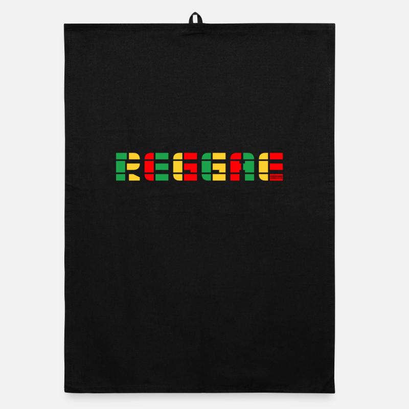 Logo du bloc de couleurs reggae - Torchon bio - noir