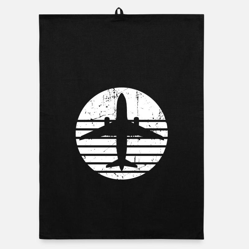 Flugzeug Silhouette mit Retro Line Design Organic Geschirrtuch