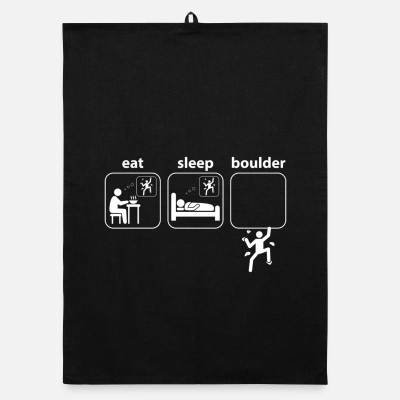 Boulder Eat Sleep Climbing Mountaineering Quote Organic dish towel