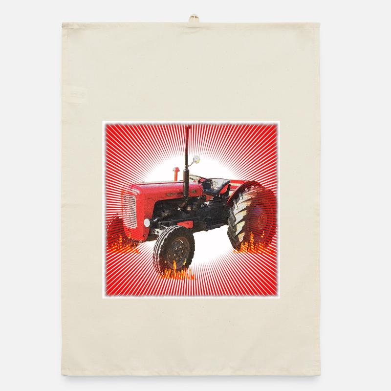 Roter Traktor mit Strahlendes Muster Organic Geschirrtuch