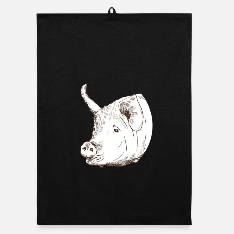 Schwein - Organic Geschirrtuch - Schwarz
