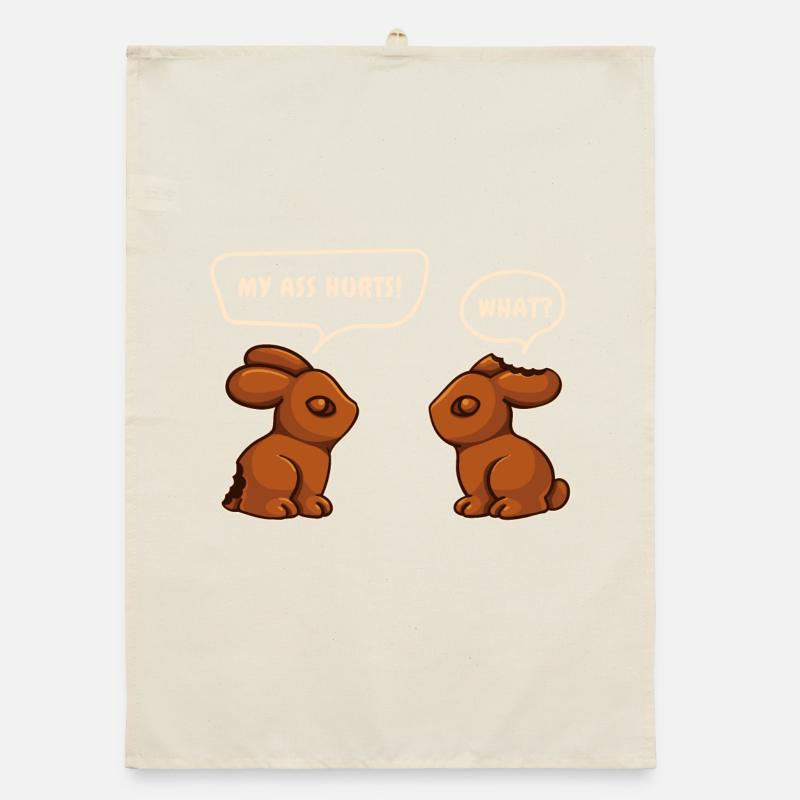 Chocolate Bunny Chocolate Easter Bunny Funny Saying Organic dish towel
