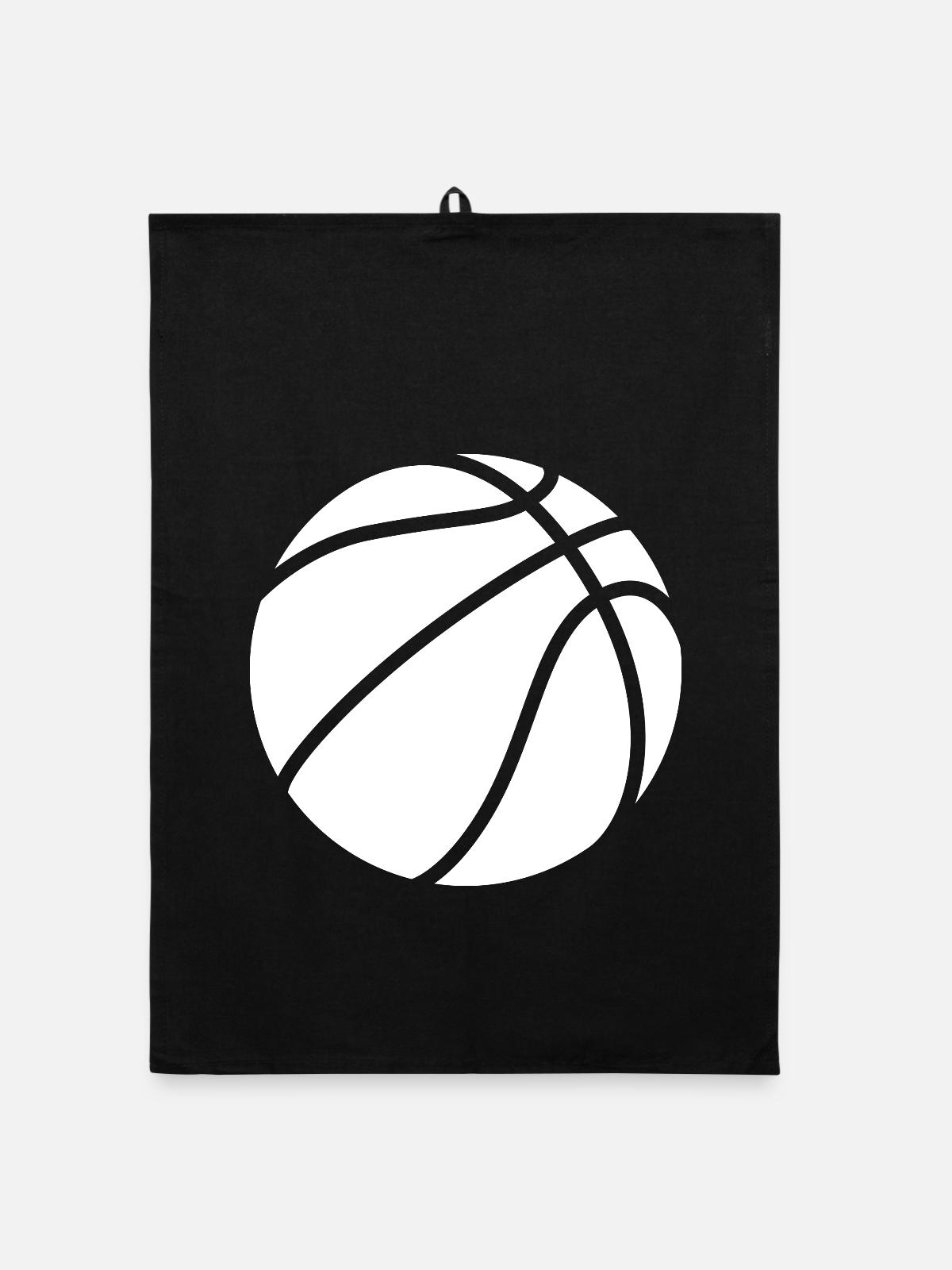 Logo de basket-ball blanc - Torchon bio - noir - Devant