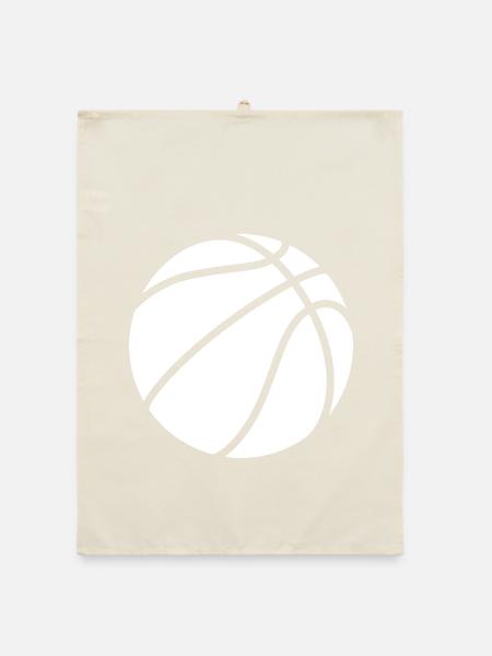 Logo de basket-ball blanc - Torchon bio - nature - Devant