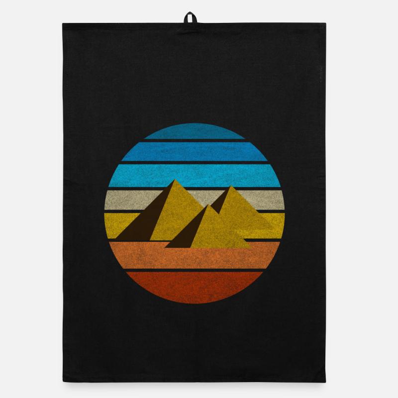 Egypte pyramide rétro idée cadeau vintage Le Caire - Torchon bio - noir