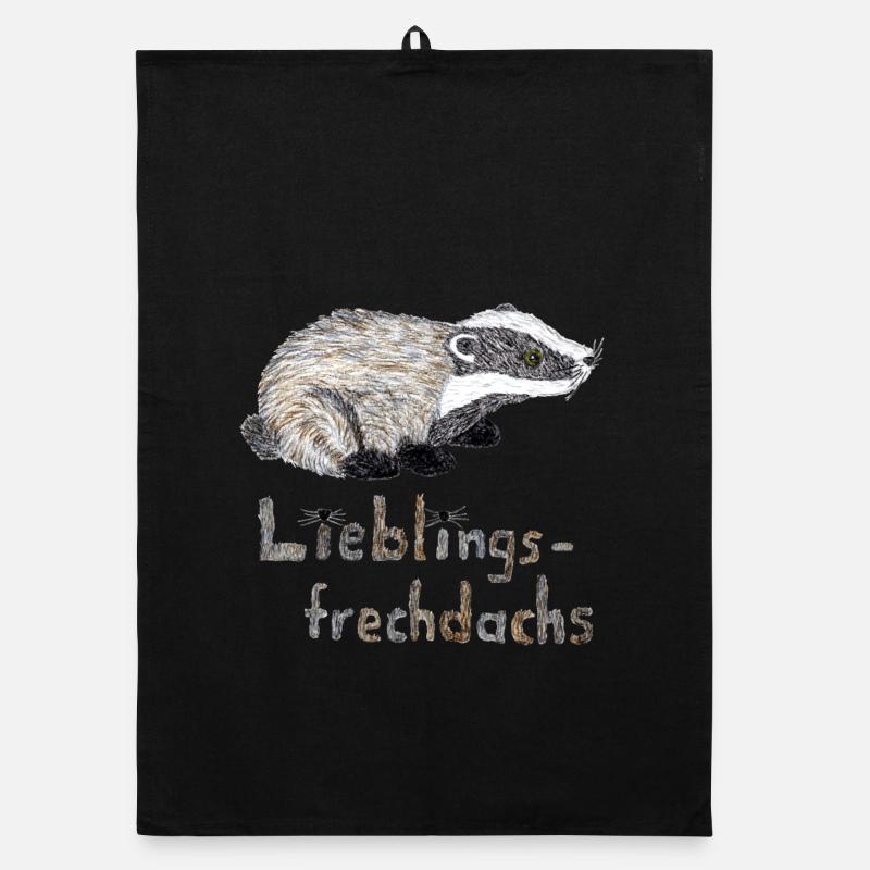 Lieblingsfrechdachs - Süßer Dachs Aquarell - Organic Geschirrtuch - Schwarz